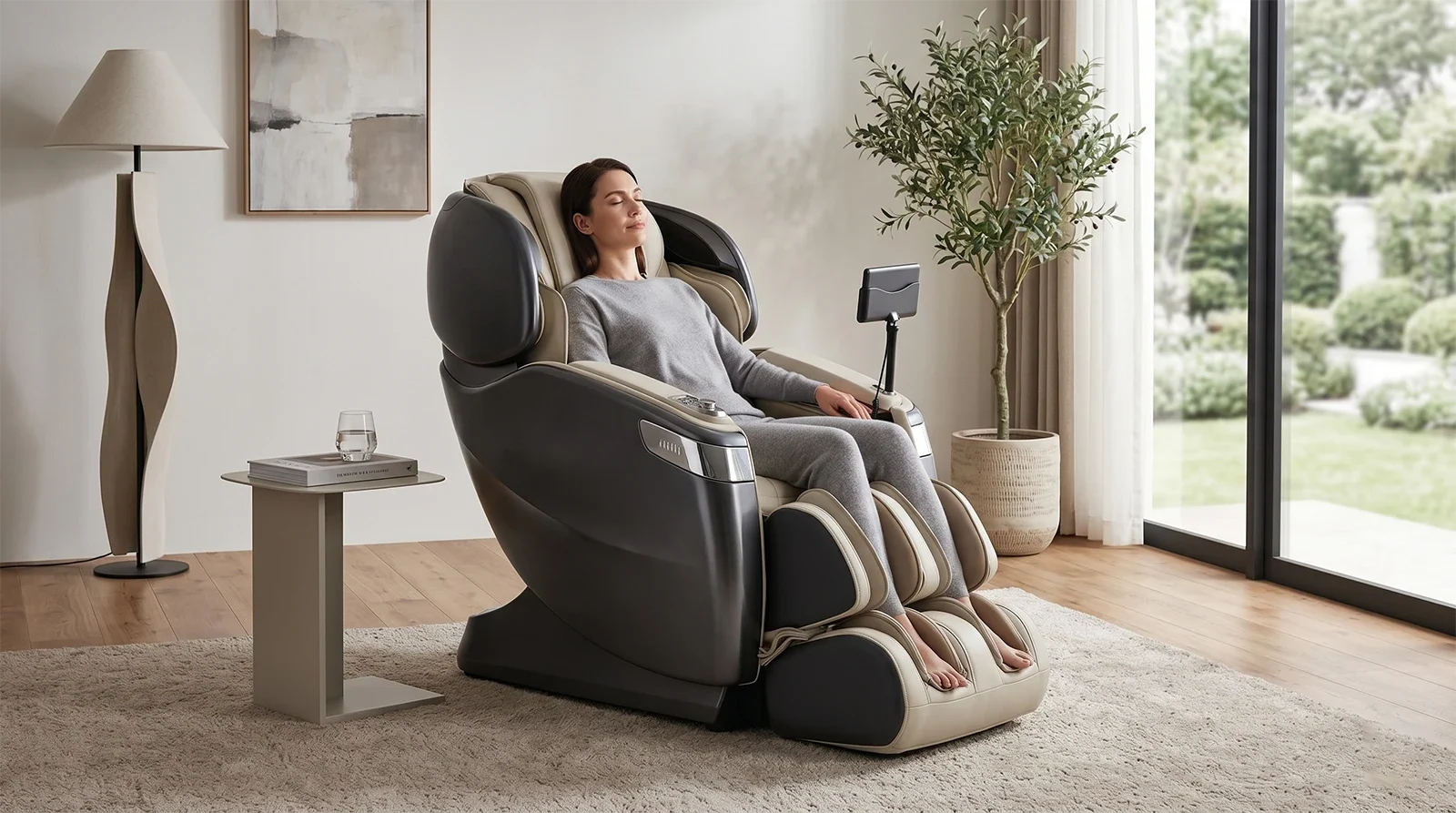 Ogawa Master Drive AI 2.0 massage chair in a premium home relaxation room